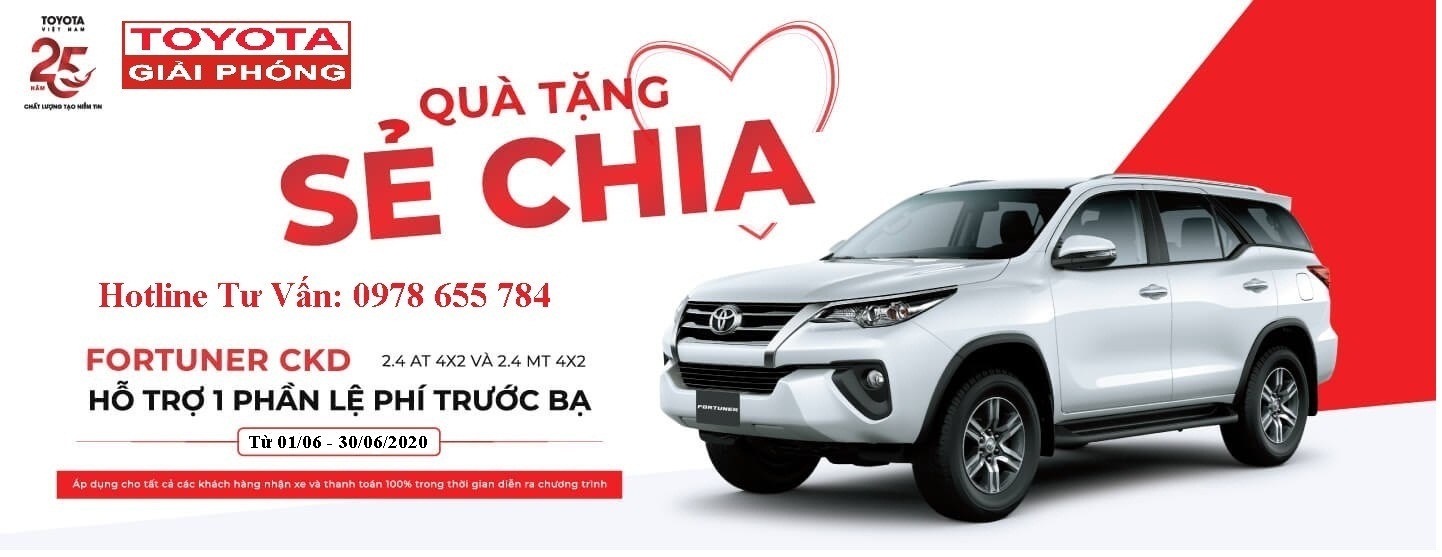 ƯU ĐÃI LỆ PHÍ TRƯỚC BẠ DÀNH CHO KHÁCH HÀNG MUA XE FORTUNER TRONG THÁNG 6